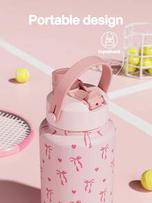 40 oz Insulated Water Bottle with 2-in-1 Straw and Spout Lid, Keep Cold 24H, Leak-Proof, Fits in Car Cup Holder, Stainless Steel Water Bottle for Sports, Travel, and School (Sweetheart Bow) - 40oz粉紅蝴蝶結 - 查看 7