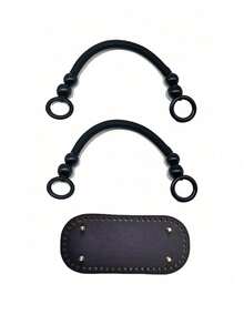 Crochet Bag Bottom With Beaded Strap, Oval PU Leather Bag Bottom Pad, Replaceable Strap, Suitable For DIY Custom Bags, Shoulder Bags, Wallets. The Set Includes 1 Oval Long Faux Leather Bag Bottom Pad And 2 Wooden Bead Replacement Straps; It Is The Perfect Set To Meet Your DIY Bag Needs. - Multicolor - View 14