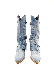 TULIPANO Comfortable And Elegant Cowboy Boots For Women, Ideal For Everyday Use With Feminine Style, High-Heeled Country Boots And Women's Country Boots Of High Quality And Modern Design. - LIGHT BLUE - 查看 3