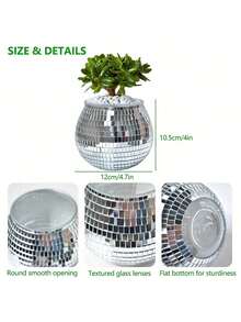 Elegancka szklana doniczka lustrzana, mozaikowa szklana odbijająca odłamki, odpowiednia do wystroju domu, akcesoriów ogrodowych, dekoracji wewnętrznych i zewnętrznych