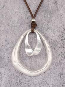 1 pieza Collar moderno de colgante metálico asimétrico y geométrico con cuentas para hombres, cuerda de cera marrón y negra, estilo minimalista hip hop