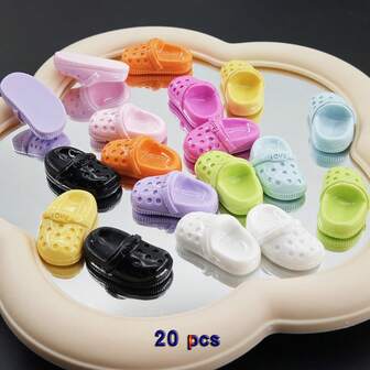 20 件各式可爱迷你假鞋形状 DIY 工艺套件，手工装饰配件，颜色随机，适用于日常手工制作、小礼物