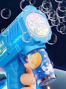 Máquina de burbujas de juego de agua para niños, soplador manual de burbujas estilo Gatling con múltiples orificios y de toque único, opción de 3 colores, generador de burbujas para juego de agua de verano (baterías y solución de burbujas no incluidas)