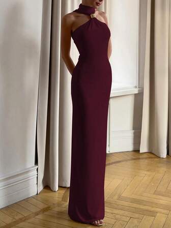 High Neck Sleeveless Bodycon Long Party Dress Spring Summer, Elegant