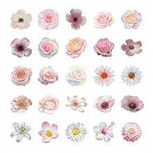 50 Stück transparente Aufkleber, Blumen Aufkleber, Pflanzen Aufkleber, dekorative Aufkleber, rosa Aufkleber, Vinyl wasserfeste Aufkleber, ästhetische Laptop Aufkleber, Skateboard Aufkleber, Wasserflasche Aufkleber, Notizbuch Aufkleber, Schulmaterial, Schulanfang