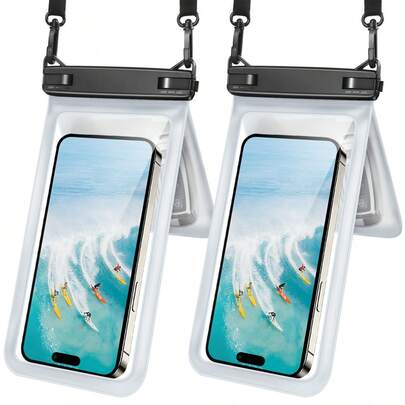 2pcs Waterproof Phone Bag - 7.5in Large Capacity Clear Shockproof Sandproof Dry Bag , Perfect For Swimming, Boating, Kayaking