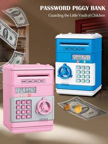 Electric Piggy Bank Auto Money Coin Saver With Light & Sound, Creative Password Unlocking Gift, Partial Accessories Included (Excluding Regular Batteries)