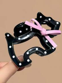 1pc Cute Bow Polka Dot Puppy Claw Clip Elegant Half Updo Hair Clip Hair Claw Stylish Multi-Wear Headpiece Fashion Hair Accessories