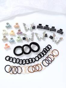 100pcs Hair Accessories Set Including Hair Clips, Hair Scrunchies, Glitter Butterfly Hair Clips And Hair Ties, Sweet And Cute Hair Decorations