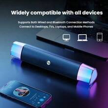 HP مكبر صوت سطح المكتب DHE-6010 ضوء LED بارد وحدة جهير قوية متوافقة مع أجهزة متعددة مكالمة صوتية عالية الدقة جودة صوت بمستوى HIFI التوصيل والتشغيل مريح وسريع أسود