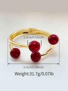 1pc Fashionable Faux Pearl Bracelet, Suitable For Everyday Wear - Burgundy - View 6