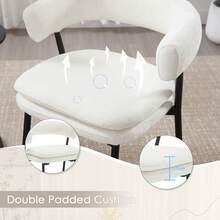 WAHSON OFFICE CHAIRS Set Of 2 Accent Dining Chairs In Chenille Fabric Upholstered Kitchen Dining Room Chairs - White - View 3
