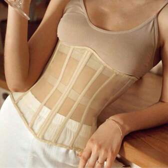 1pc Women's Mesh Shaping Short Corset, Casual Slim-Fit Waist Shaper, Suitable For Everyday Wear