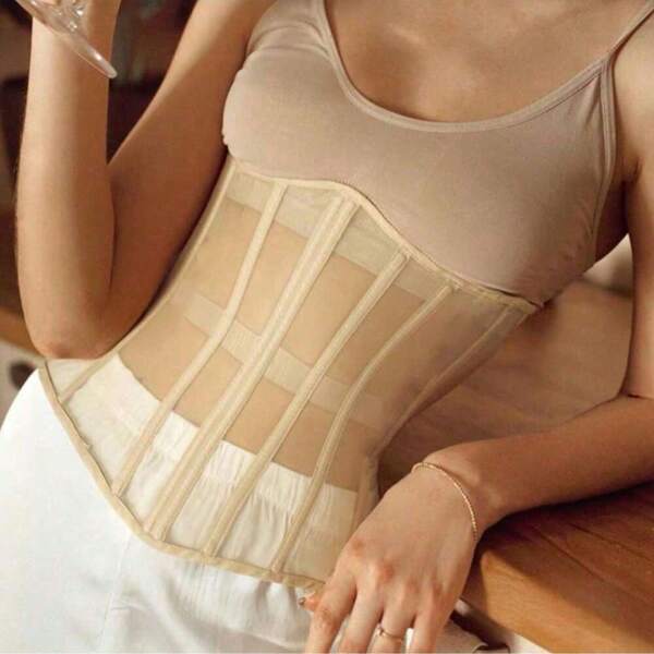 1 pieza Corsé moldeador de malla para mujer, faja ajustada casual para la cintura, adecuado para uso diario