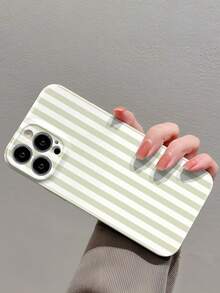 1 件简约条纹图案亮面硬壳手机壳，适用于 11/12/13/14/15/16 Pro Max 防水防震防摔防刮 - 彩色 - 查看 4