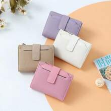 Fashionable Women's Folding Short Wallet High Quality PU Leather Zipper Coins Purses Solid Color Versatile Pouch Bag Card Holder For Women Wallet Mini Wallet Purse Wallet Coin Wallet Wallet