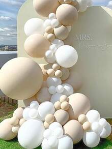 131pcs White Beige Balloon Garland Arch Kit Wedding Engagement Party Decor Baby Shower Balloons Set Kids Birthday Baptism Decoration Backdrop - Multicolor - View 2