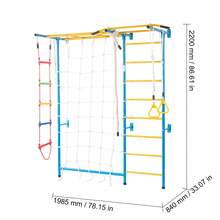 Indoor Jungle Gym For Toddlers, 7-In-1 Climbing Playset With Carbon Steel Swedish Ladder, Wall Ladder, Pull-Up Bar, Rope Ladder, And Gymnastic Rings, Supports 220 Lbs, Multicolor - 7-in-1 Set, Blue, Yellow, and Red - View 10