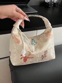 1 pieza Bolso de hombro cruzado de mujer con estampado animal, cierre con cremallera y estilizado bolso balde de gota de agua apto para uso casual y diario