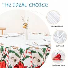 Mantel De Navidad Redondo 60in Maquina Lavable Manteles Que No Se Desvanecen En El Lavado Grueso No Puede Ver A Traves De Mantel Cubierta De Mesa De Poliester - asPic - View 8