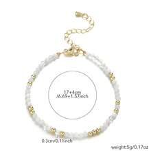 1pc Bohemian Style Natural Green Agate Sunstone 3mm Faceted Round Bead Bracelet, Suitable For Women's Daily Wear And An Excellent Gift Choice For Holidays - 17cm,3mm - View 11