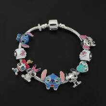 bandai Disney Anime Lilo And Stitch Bracelet Cute Cartoon Stitch Beads Hand Chain For Women Girls DIY Bangle Jewelry Accessories