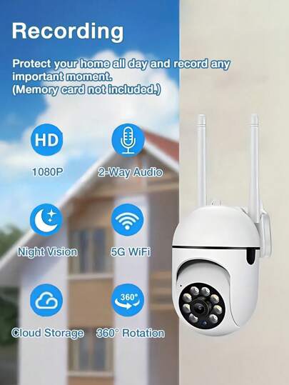 GENAI 1/2/ 1080p HD Slimme Home Camera All Weather Night Vision, Pan/Tilt/Zoom, Bidirectional Audio, Pet Monitor Movement Alerts Wireless Indoor/Outdoor Security view 6