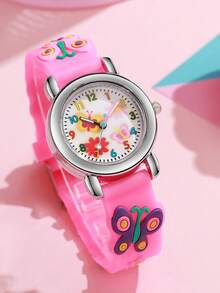 1 件/套马卡龙优雅蝴蝶阿拉伯刻度表盘蝴蝶硅胶石英手表，适合生日礼物、毕业礼物、日常佩戴 - 白色 - 查看 4