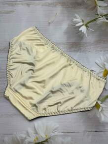 3 piezas Bragas de bikini de mujer con acento de lazo de seda helada, primavera/verano
