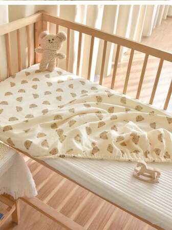 1 st. madrassskydd för babymuslin (47,2*23,6) tum, andningsbart och bekvämt dra-på-lakan för spjälsäng, maskintvättbart madrassskydd för spjälsäng, året runt, flera storlekar tillgängliga