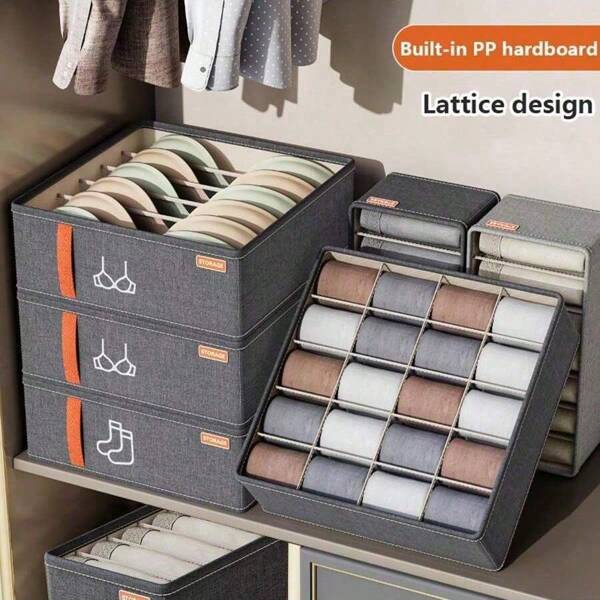 1pc Collapsible Wardrobe Underwear Storage Box, Drawer Type Multi-Grid Bra Underwear Socks Sorting Organizer, Storage Basket, Wardrobe, Bedroom, Home, Dormitory, Bedroom Accessories Space Saving Storage Box