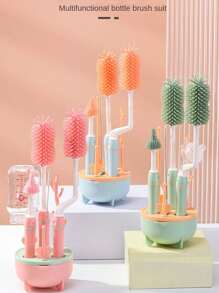 Szczotka do butelek z nylonu, szczotka do smoczków, wielofunkcyjna szczotka do czyszczenia kubków z długim uchwytem i obrotem o 360 stopni do czyszczenia butelek, kubków, termosów (losowy kolor)