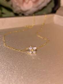 1 件 18K 镀金（0.03 微米）锆石花形吊坠 - 金色 - 金黃色 - 查看 3