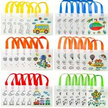 32 Piece Decorative Art Style Colored Non-Woven Tote Bag, DIY Handmade Artwork Perfect For Painting, Crafts, Party Gifts, Holiday And Birthday Gift Bags, School Prizes Back To School/School Supplies, School Gifts - Multicolor - View 1