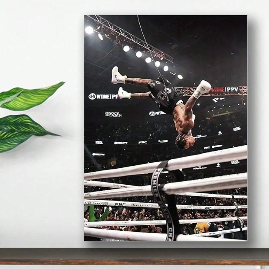 Framed 1pc Gervonta "Tank" Davis Boxing Canvas Wall Art - Vintage Wooden Framed Poster, Handmade Inspirational Sports Decor For Gym, Home & Office - High-Quality Print, Ready To Hang, Sports Enthusiast Gift, Gym Decoration, Dynamic Athlete Imagery, Readytohang Artwork, Premium Craftsmanship, Fitness Lovers - Framed - View 1
