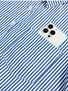 Women's Blue Striped Long Sleeve Shirt, Casual And Versatile Office Wear Blouse, Spring/Summer 2025 New Arrival