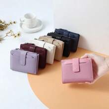 Fashionable Women's Folding Short Wallet High Quality PU Leather Zipper Coins Purses Solid Color Versatile Pouch Bag Card Holder For Women Wallet Mini Wallet Purse Wallet Coin Wallet Wallet