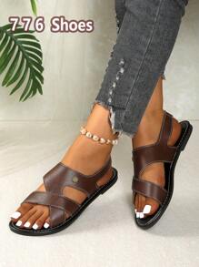 Women New Arrival Toe Post Sandals, Flat Sandals, Solid Color Sandals, Earth Brown Sandals, Lace-Up Sandals, Outdoor Beach Sandals With Minimalist Natural Style, White Sandals, Neutral Color Sandals, Bohemian Style, Sequin, Elegant Women Sandals