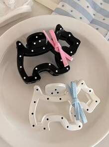 1pc Cute Bow Polka Dot Puppy Claw Clip Elegant Half Updo Hair Clip Hair Claw Stylish Multi-Wear Headpiece Fashion Hair Accessories