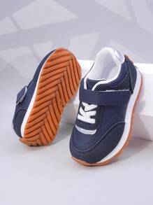 Kids' Color Splicing Athletic Shoes, Boys/Girls Campus Student Shoes With Magic Tape, Running Shoes, Casual Sneakers