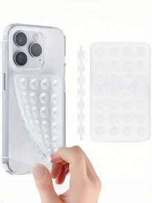 1pc Silicone Sticky Phone Handle, Suction Cup Phone Case Stand, Hands-Free Sticky Phone Grip Handle, Suitable For Selfie And Video, Phone Finger Grip Stand