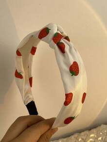 Cute Strawberry Print Headband,Hairband,Hair Hoop Headbands ,Head Piece - White - View 2