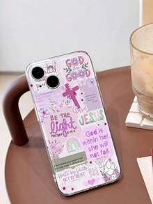 1pc Vintage Newspaper Patchwork Jesus God Slogan Floral Smiling Face Pattern Airbag Anti-Slip Soft Phone Case Compatible With Iphone 11/12/13/14/15/16 Pro Max Waterproof Shockproof Anti-Fall Scratch Resistant - 款式3(1pc) - 查看 3