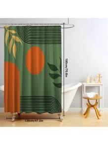 1pc/4pcs Bohemian Medieval Leaf & Sun Design Bathroom Waterproof Shower Curtain Set 12 Hooks, Bathroom Anti-Slip Mat, U-Shape Mat & Round Toilet Seat Cover, Full Bathroom Set For Multi-Scenarios Back To School