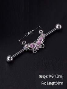 1 Stück Titan-Stahl Ohrknorpel Piercing Schmuck, rosa Schmetterling, Herz, Zirkonia Stern, Buchstabe, Hase, Engel, Pfirsich Herz Charm