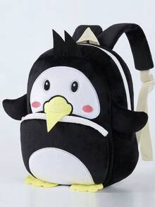 MICHLEY 1pc Elephant Zipper Backpack For Kids Boys Girls, Penguin/Shark Cartoon Plush Double-Headed Zipper Backpack, Student Travel Outdoor Camping Holiday Gift School Supplies - Penguin - View 7