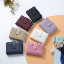 Fashionable Women's Folding Short Wallet High Quality PU Leather Zipper Coins Purses Solid Color Versatile Pouch Bag Card Holder For Women Wallet Mini Wallet Purse Wallet Coin Wallet Wallet