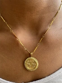 New Stainless Steel Necklace, Simple Elegant Rhinestone Sealed Eye Pendant Necklace