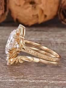 2 piezas Anillos con diseño de corona de reina de estilo elegante, con forma de rombo y circonita cúbica, adecuados para fiestas, vacaciones, cumpleaños, citas