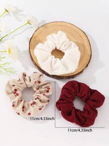 3 Stücke/Set Originaler floraler Muster Lässig Sommer, Scrunchies Haare, Haargummis, Haarschmuck, Haargummis für Pferdeschwanz, Haargummis